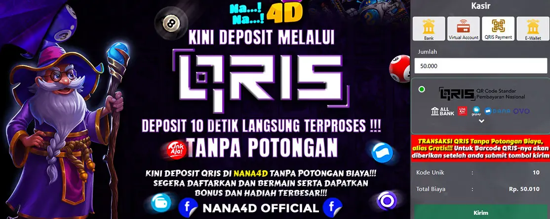 Deposit melalui qris di nana4d kini tanpa potongan sepeserpun